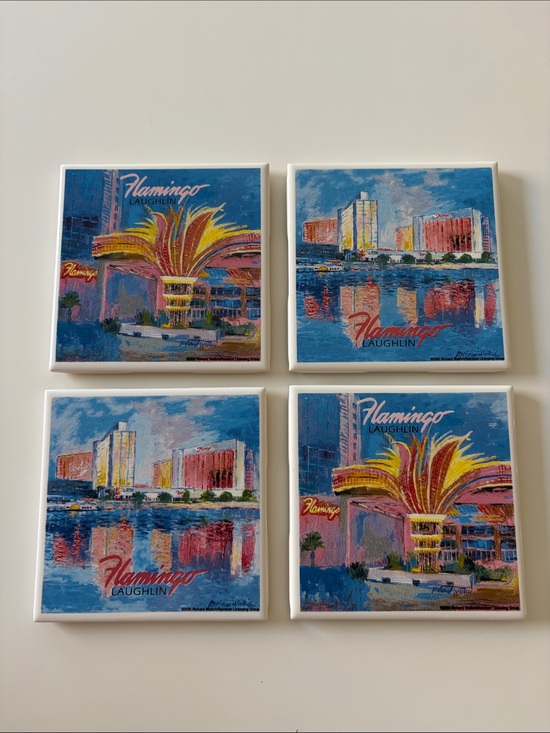 Source Unknown Other - Vtg 2000 Casino Flamingo Laughlin Ceramic Coaster Set of 4